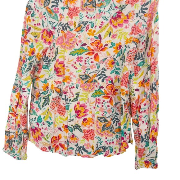 Old Navy Womens XS Floral Print Blouse V-Neck Long Sleeve 100% Rayon Lightweight - Picture 9 of 10